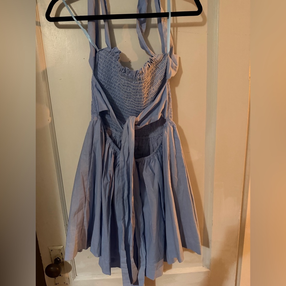 Vici Light Blue Women’s Dress with Bow - Picture 2 of 5